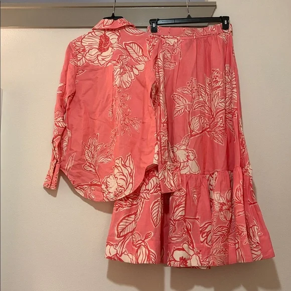 Hemant & Nandita Asha Shirt & Long Skirt Set in Pink Floral SZ XS NWT - Picture 5 of 8